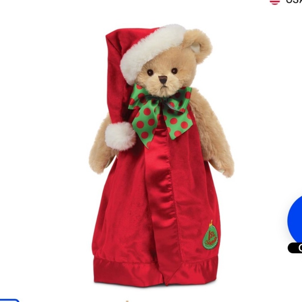 Bearington Baby Collection Teddy Bear Plush 1st Christmas Wee Santa Hat‎